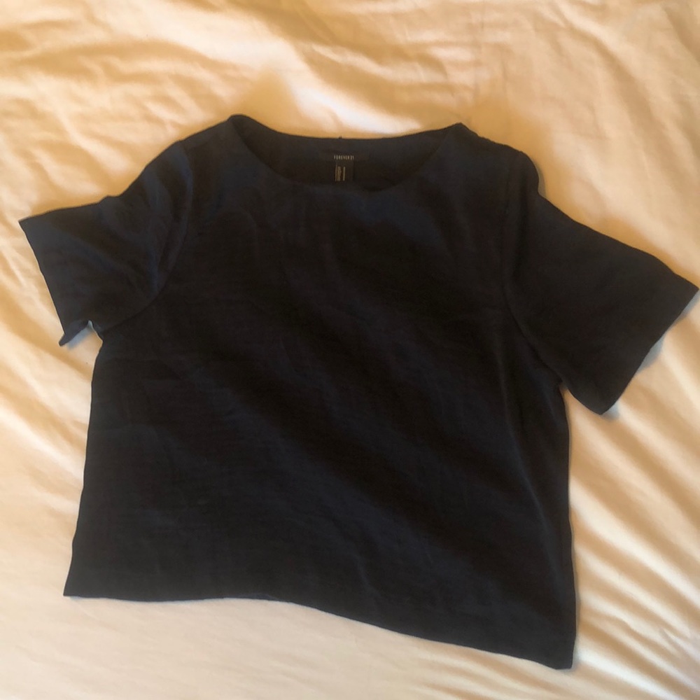 Forever 21 Satin Navy blouse